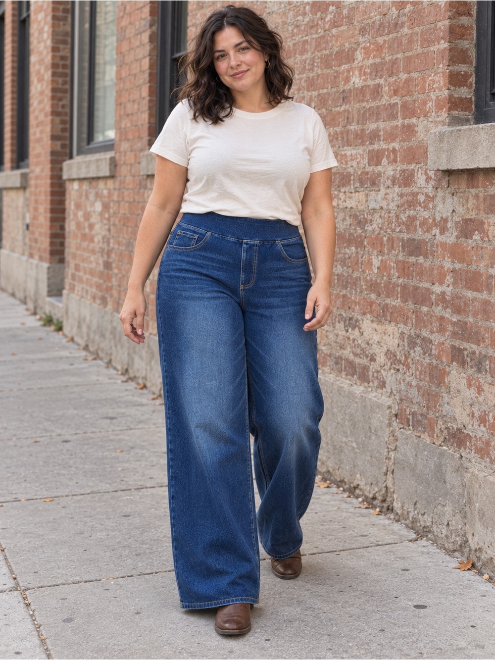 Halara Flex Denim High Rise Baggy Wide Leg Stretch Pull On Jeans Large 12/14